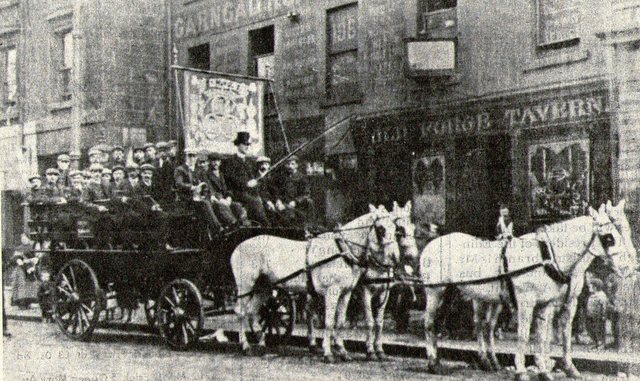 Brake Club from the Garngad - cracking shamrock banner outside the old Forge Tavern
