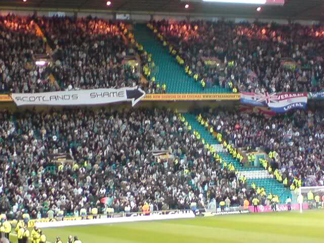 Scotland's Shame banner (Green Brigade)
