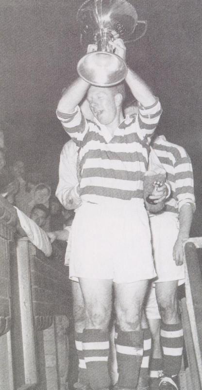 Bobby Evans with league cup