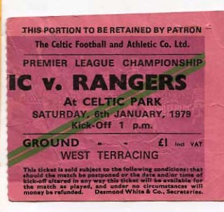West Terracing ticket £1