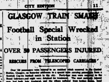 Train crash headline  football special