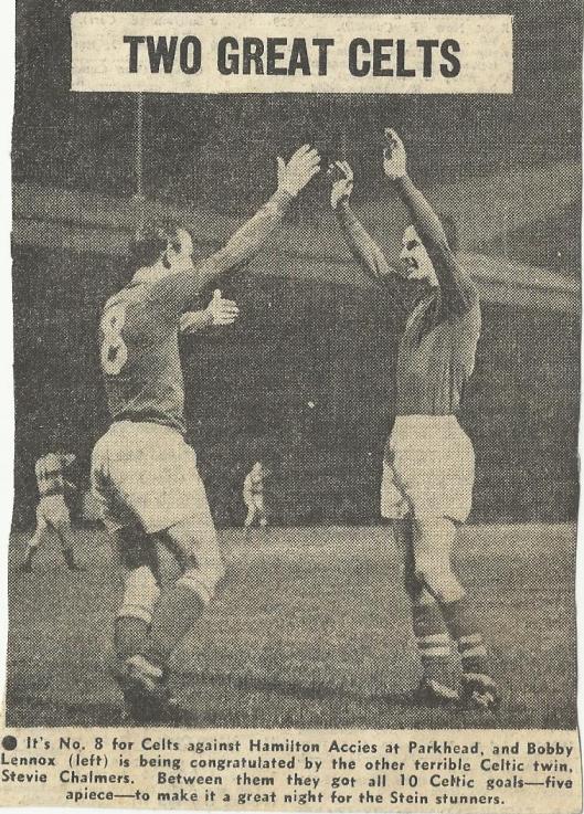 Two Great Celts headline Chalmers and Lennox celebrate 5 goals each in 10-0 victory over Hamilton 1968.jpg